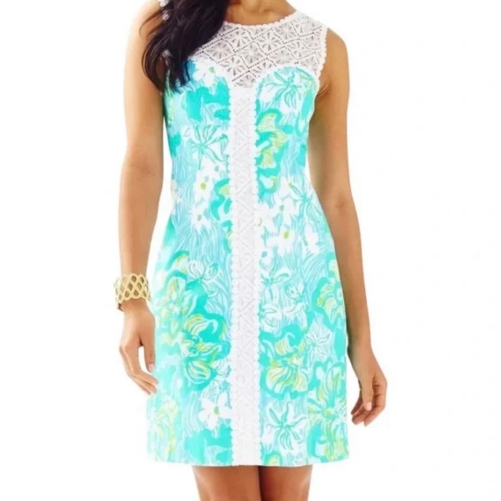 Lilly Pulitzer Women’s Sofia Shift Dress Size 00 Dress Lagoon Green Wave Rider